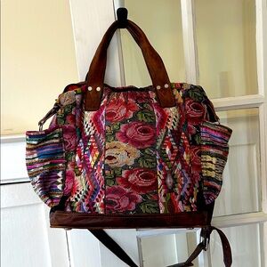 Multicolor Patterned Women's Shoulder Bag Purse travel tote huipil upcycled luxe